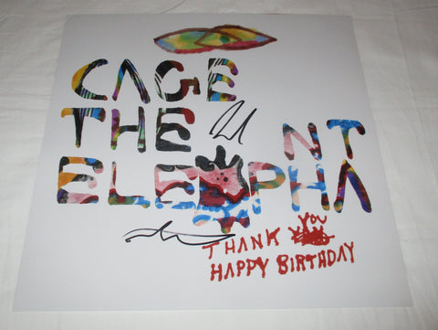 CAGE THE ELEPHANT SIGNED THANK YOU HAPPY BIRTHDAY 12X12 PHOTO