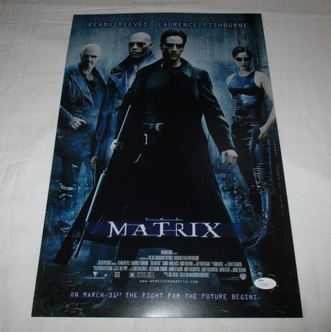 KEANU REEVES SIGNED THE MATRIX 12X18 MOVIE POSTER JSA