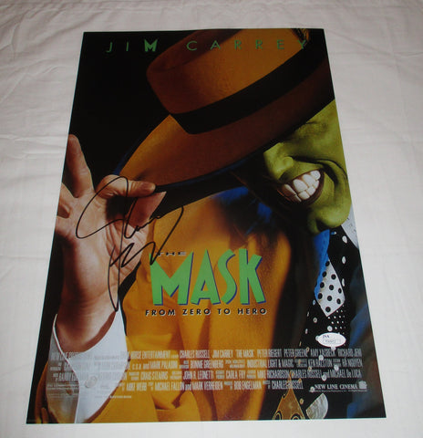 JIM CARREY SIGNED THE MASK 12X18 MOVIE POSTER JSA