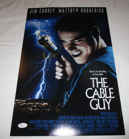 JIM CARREY SIGNED THE CABLE GUY 12X18 MOVIE POSTER JSA