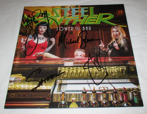 STEEL PANTHER SIGNED LOWER THE BAR VINYL RECORD