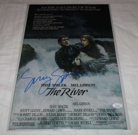 SISSY SPACEK SIGNED THE RIVER 12X18 MOVIE POSTER JSA