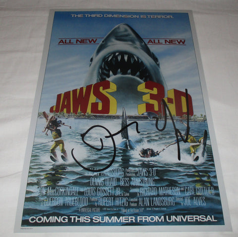 DENNIS QUAID SIGNED JAWS 3-D 12X18 MOVIE POSTER