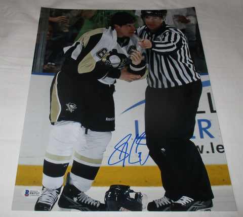 SIDNEY CROSBY SIGNED PITTSBURGH PENGUINS 11X14 PHOTO BAS BECKETT