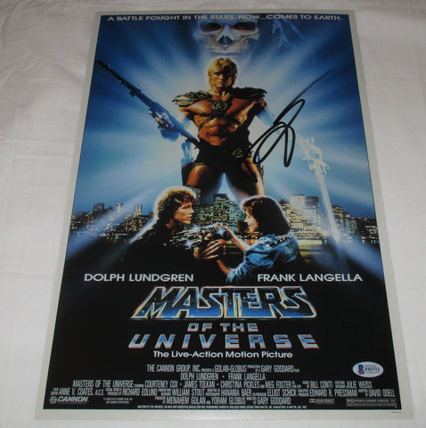 DOLPH LUNDGREN SIGNED MASTERS OF THE UNIVERSE 12X18 MOVIE POSTER BAS BECKETT
