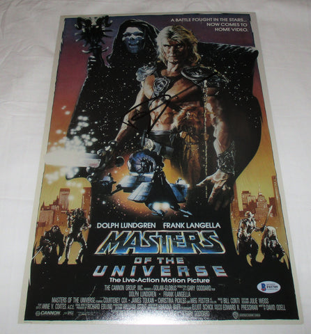 DOLPH LUNDGREN SIGNED MASTERS OF THE UNIVERSE 12X18 MOVIE POSTER 2 BAS BECKETT