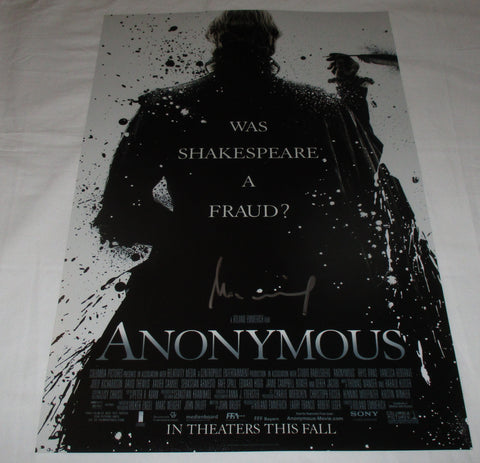 ROLAND EMMERICH SIGNED ANONYMOUS 12X18 MOVIE POSTER