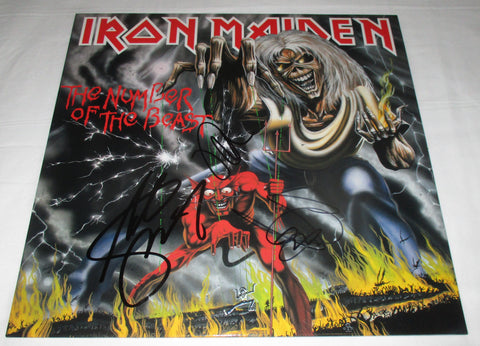 IRON MAIDEN SIGNED THE NUMBER OF THE BEAST VINYL RECORD