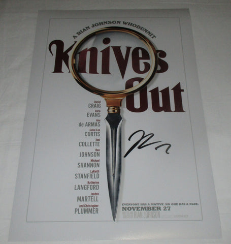 RIAN JOHNSON SIGNED KNIVES OUT 12X18 MOVIE POSTER