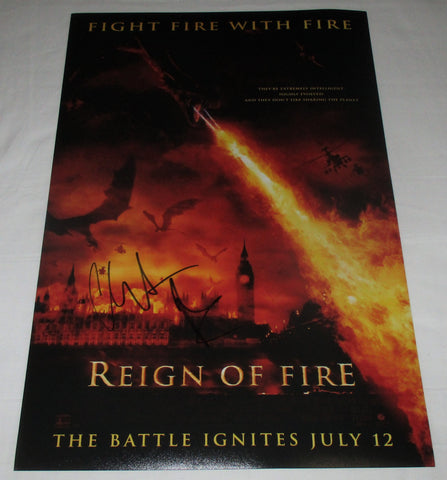 CHRISTIAN BALE SIGNED REIGN OF FIRE 12X18 MOVIE POSTER