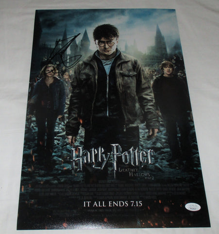 DANIEL RADCLIFFE SIGNED HARRY POTTER AND THE DEATHLY HALLOWS 12X18 POSTER JSA 2