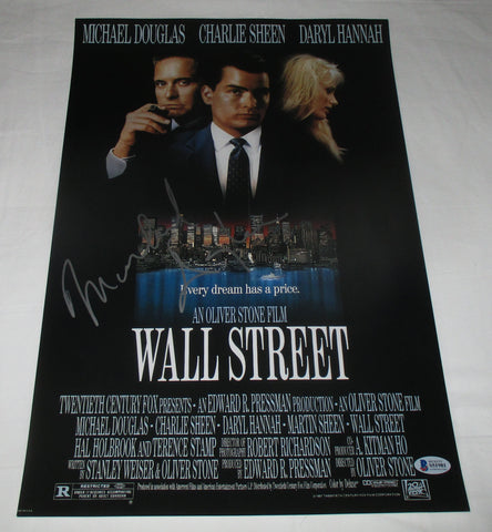 MICHAEL DOUGLAS SIGNED WALL STREET 12X18 POSTER BAS BECKETT