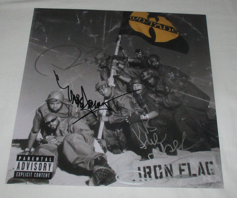 WU-TANG CLAN SIGNED IRON FLAG 12X12 PHOTO