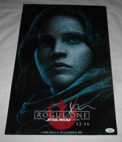 FELICITY JONES SIGNED ROGUE ONE A STAR WARS STORY 12X18 MOVIE POSTER JSA