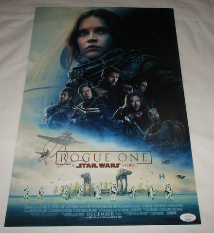 FELICITY JONES SIGNED ROGUE ONE A STAR WARS STORY 12X18 MOVIE POSTER JSA 2