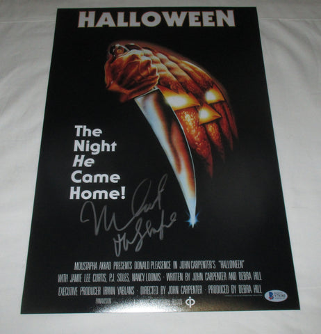 NICK CASTLE SIGNED HALLOWEEN 12X18 MOVIE POSTER BECKETT BAS