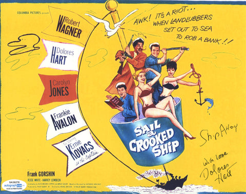DOLORES HART SIGNED SAIL A CROOKED SHIP 8X10 PHOTO ACOA