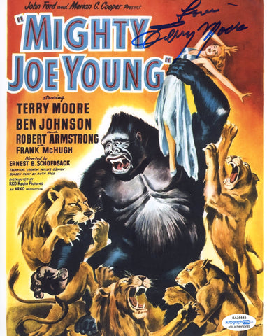 TERRY MOORE SIGNED MIGHTY JOE YOUNG 8X10 PHOTO 2 ACOA