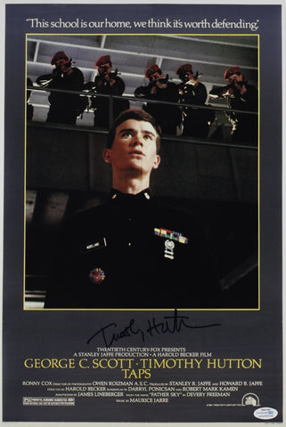 TIMOTHY HUTTON SIGNED TAPS 12X18 MOVIE POSTER ACOA