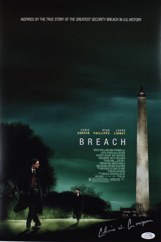 CHRIS COOPER SIGNED BREACH 12X18 MOVIE POSTER ACOA