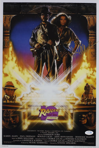 KAREN ALLEN SIGNED INDIANA JONES RAIDERS OF THE LOST ARK 12X18 MOVIE POSTER ACOA