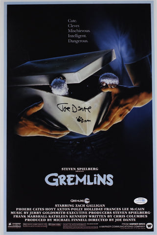 JOE DANTE SIGNED GREMLINS 12X18 MOVIE POSTER ACOA