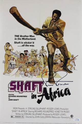 RICHARD ROUNDTREE SIGNED SHAFT IN AFRICA 12X18 MOVIE POSTER ACOA