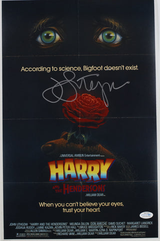 JOHN LITHGOW SIGNED HARRY AND THE HENDERSONS 12X18 MOVIE POSTER ACOA