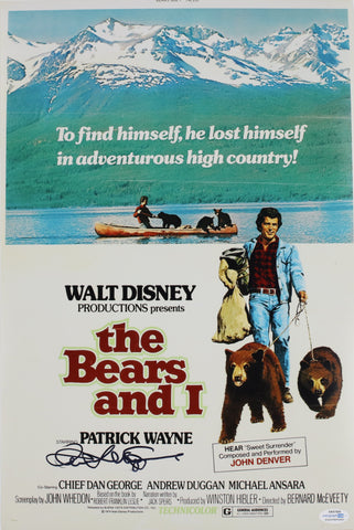 PATRICK WAYNE SIGNED THE BEARS AND I 12X18 MOVIE POSTER ACOA