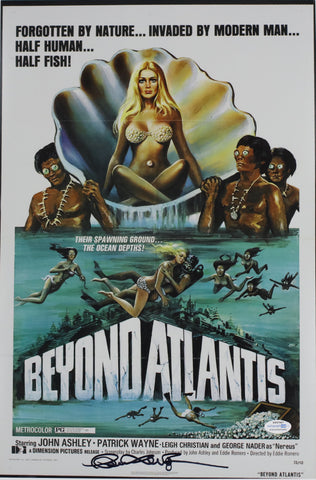 PATRICK WAYNE SIGNED BEYOND ATLANTIS 12X18 MOVIE POSTER ACOA