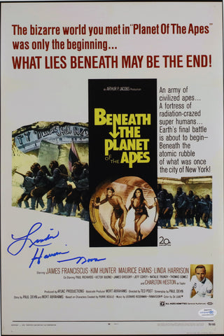 LINDA HARRISON SIGNED BENEATH THE PLANET OF THE APES 12X18 MOVIE POSTER 2 ACOA