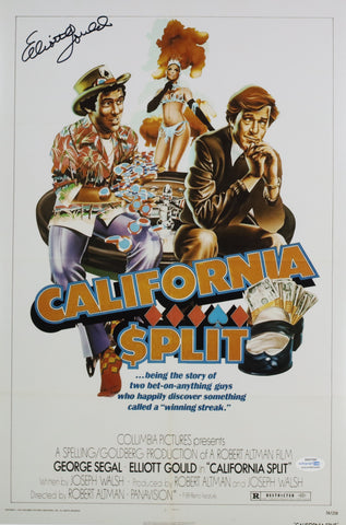 ELLIOTT GOULD SIGNED CALIFORNIA SPLIT 12X18 MOVIE POSTER ACOA