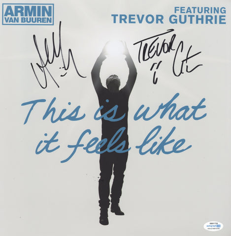 ARMIN VAN BUUREN & TREVOR GUTHRIE SIGNED THIS IS WHAT IT FEELS LIKE 12X12 PHOTO ACOA