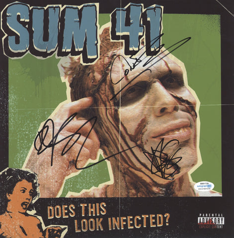 SUM 41 SIGNED DOES THIS LOOK INFECTED 12X12 PHOTO ACOA
