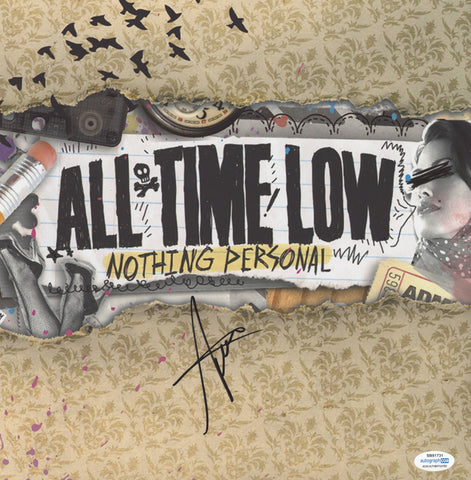 ALEX GASKARTH SIGNED ALL TIME LOW NOTHING PERSONAL 12X12 PHOTO ACOA