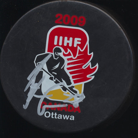 PATRICE CORMIER SIGNED 2009 IIHF WORLD JUNIORS PUCK