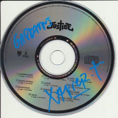 JUSTICE SIGNED AUDIO, VIDEO, DISCO CD DISK