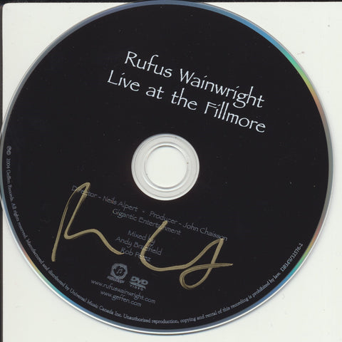 RUFUS WAINWRIGHT SIGNED LIVE AT THE FILLMORE DVD