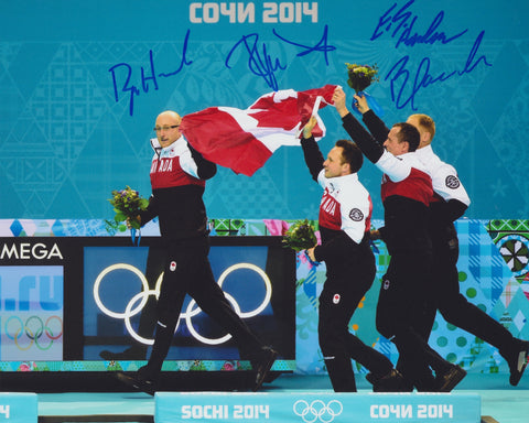 2014 TEAM CANADA OLYMPIC MEN'S CURLING TEAM SIGNED 8X10 PHOTO