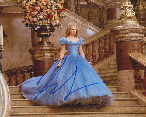 LILY JAMES SIGNED CINDERELLA 8X10 PHOTO 2