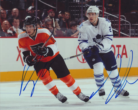 BRAYDEN & LUKE SCHENN SIGNED TORONTO MAPLE LEAFS PHILADELPHIA FLYERS 8X10 PHOTO