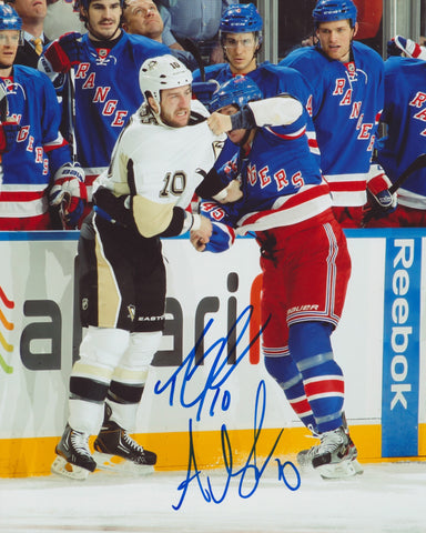 ARRON ASHAM & TANNER GLASS SIGNED PENGUINS RANGERS 8X10 PHOTO