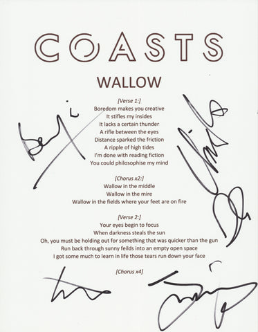 COASTS SIGNED WALLOW LYRIC SHEET