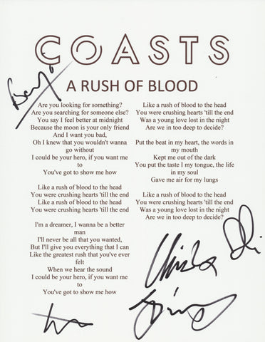 COASTS SIGNED A RUSH OF BLOOD LYRIC SHEET