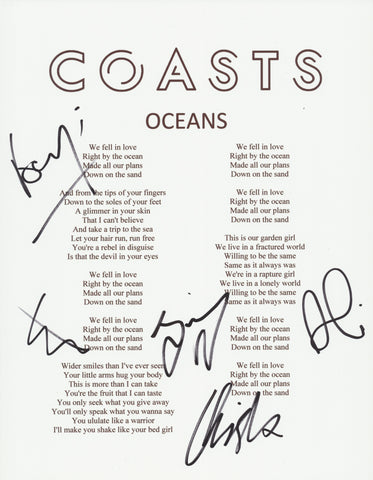 COASTS SIGNED OCEANS LYRIC SHEET