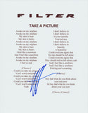 RICHARD PATRICK SIGNED FILTER TAKE A PICTURE LYRIC SHEET