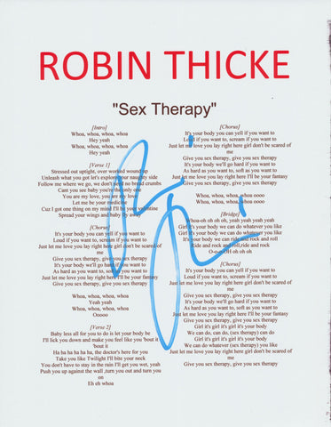 ROBIN THICKE SIGNED SEX THERAPY LYRIC SHEET