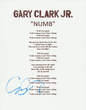 GARY CLARK JR. SIGNED NUMB LYRIC SHEET