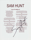 SAM HUNT SIGNED LEAVE THE NIGHT ON LYRIC SHEET