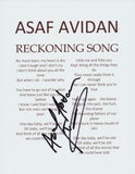 ASAF AVIDAN SIGNED RECKONING SONG LYRIC SHEET